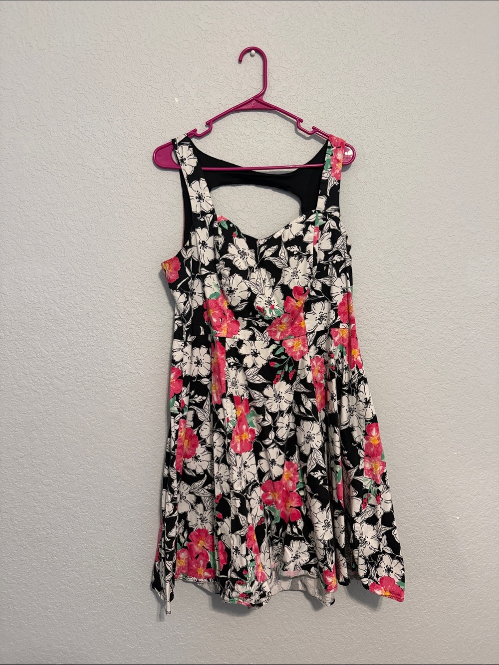 torrid Black Floral Dress with Pink & Teal Blooms
